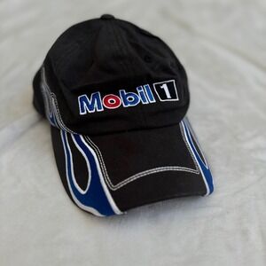 Mobil 1 Nascar Racing Cap Flame Design Tony Stewart 14 Black Adjustable